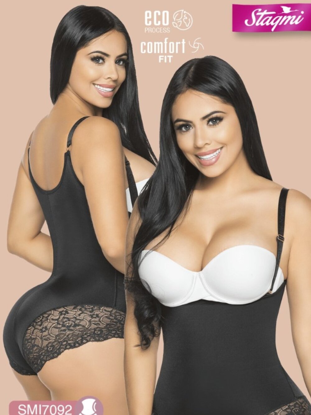 Stagmi Sexy Black Lace Plunge Lingerie Bodysuit Women Shapewear Colombian Shaper